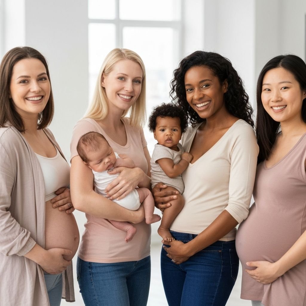 Gestantes e mães com seus bebês, em ambiente acolhedor
